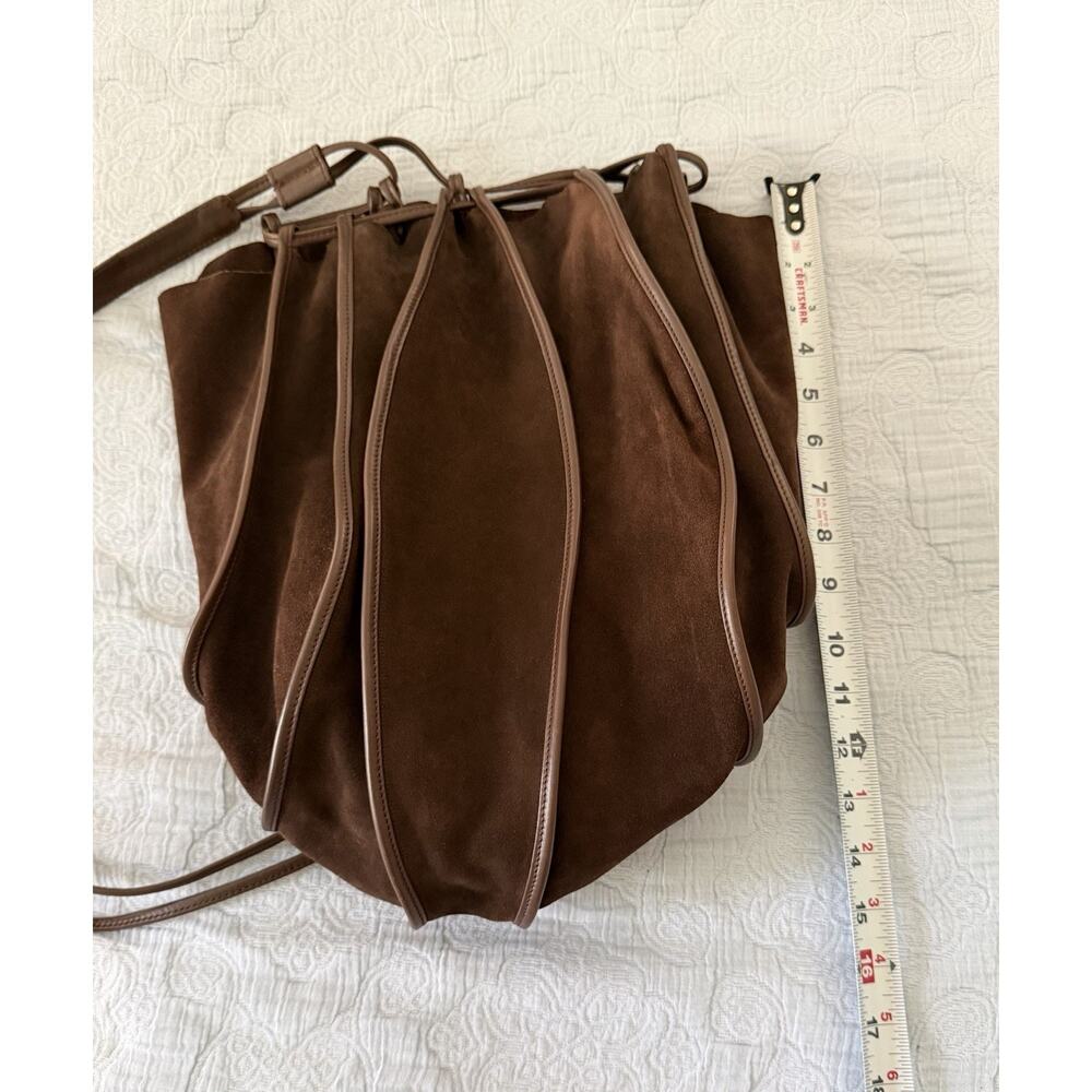 DeVecchi Hamilton Hodge‎ Vintage Brown Suede Sling Purse Bag Italy Designer VTG - Picture 5 of 7